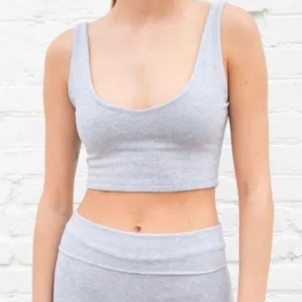 Brandy Melville Lydia Cropped Heather Grey Tank Top/Bra Top